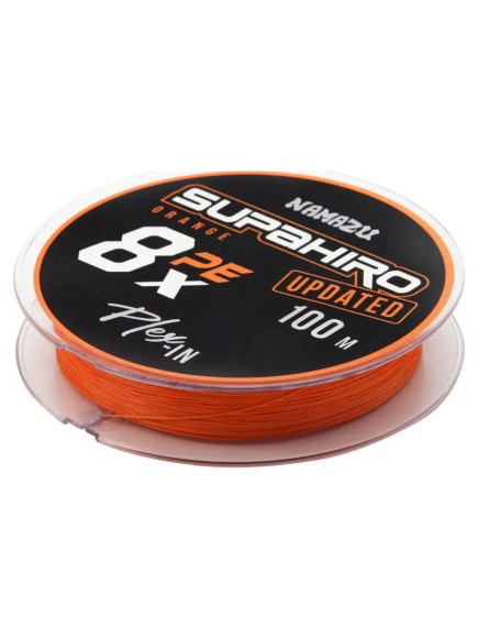 Шнур плетеный Namazu "Supahiro" 8Х, L-100 м, d-0,12 мм, test-5,5 кг, оранжевый/250/