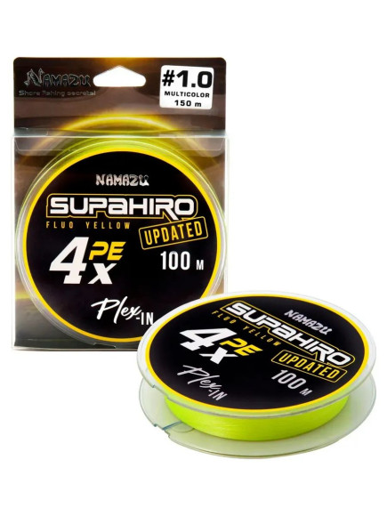Шнур плетеный Namazu "Supahiro" 4Х, L-100 м, d-0,20 мм, test-12,5 кг, желтый/250/
