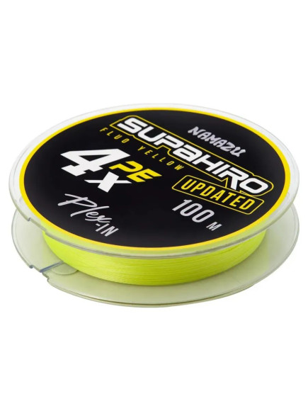 Шнур плетеный Namazu "Supahiro" 4Х, L-100 м, d-0,20 мм, test-12,5 кг, желтый/250/