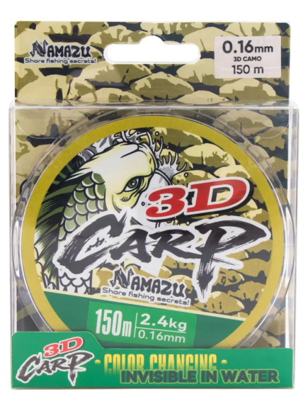Леска Namazu 3D Carp, L-150 м, d-0,35 мм, test-10 кг, 3D Camo/100/