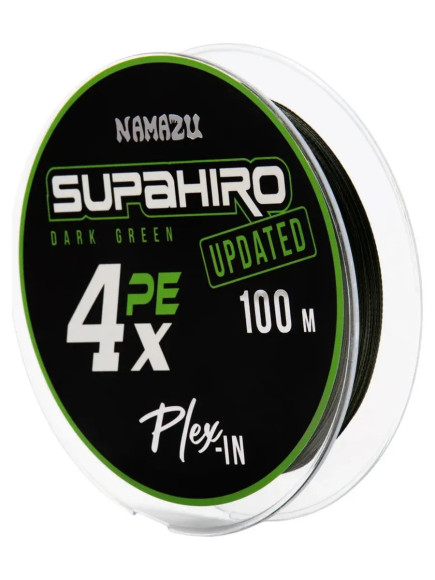 Шнур плетеный Namazu "Supahiro" 4Х, L-100 м, d-0,20 мм, test-12,5 кг, болотно-зеленый (мох)/250/