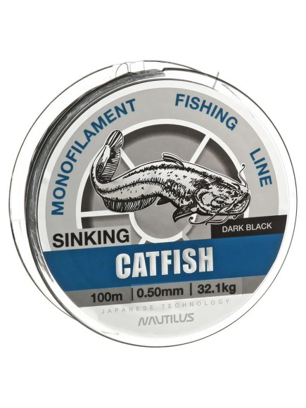 Леска Nautilus Catfish 0,50мм.,32,1кг, 100м.dark black Леска Nautilus Catfish 0,50мм.,32,1кг, 100м.dark black