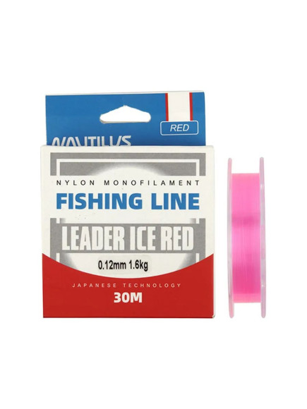 Леска Nautilus Leader Ice 0,10мм.,1,3кг, 30м. red Леска Nautilus Leader Ice 0,10мм.,1,3кг, 30м. red