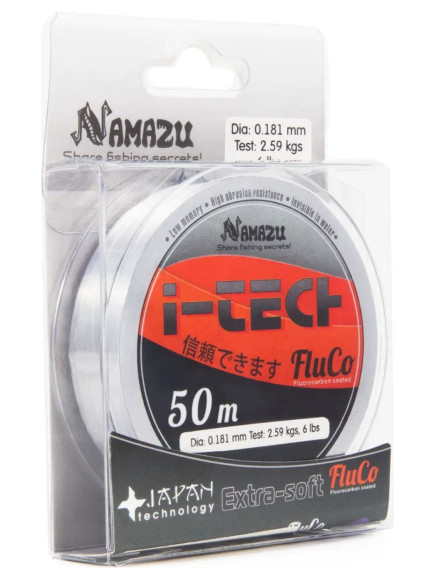 Леска Namazu "I-Tech Fluco", L-50 м, d-0,261 мм, test-5,12 кг, прозрачная/200/