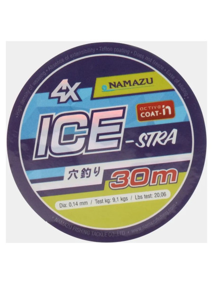 Шнур плетеный Namazu "Ice-Stra" 4Х, L-30 м, d-0,14 мм, test-9,1 кг, белый/560/200/ Шнур плетеный Namazu "Ice-Stra" 4Х, L-30 м, d-0,14 мм, test-9,1 кг, белый/560/200/