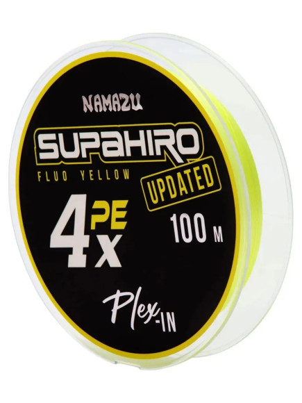 Шнур плетеный Namazu "Supahiro" 4Х, L-100 м, d-0,14 мм, test-6,5 кг, желтый/250/ Шнур плетеный Namazu "Supahiro" 4Х, L-100 м, d-0,14 мм, test-6,5 кг, желтый/250/