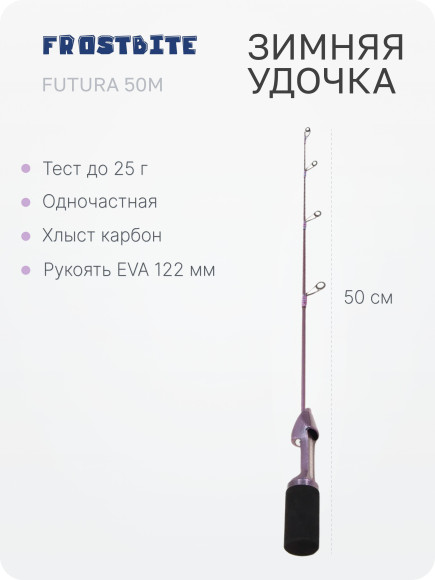 Удочка зимняя Frostbite Futura 50M, карбон, тест до 25 г/100/ Удочка зимняя Frostbite Futura 50M, карбон, тест до 25 г/100/
