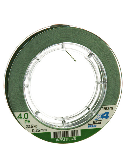 Шнур Nautilus X4 Jig Braid Green d-0.08мм 4.5кг 0,6PE 150м Шнур Nautilus X4 Jig Braid Green d-0.08мм 4.5кг 0,6PE 150м