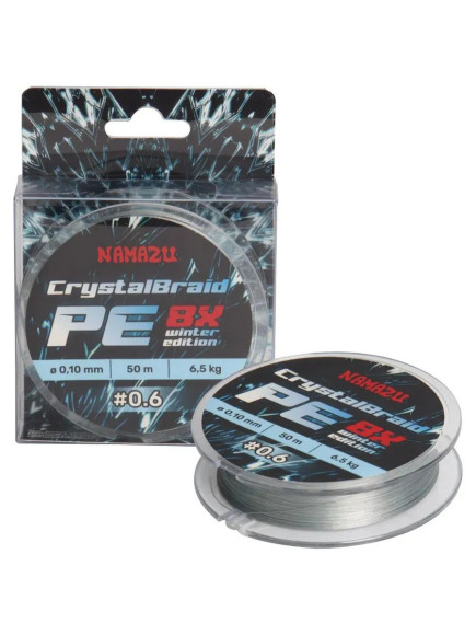 Шнур плетеный Namazu CrystalBraid PE 8Х, #1.0, L-50 м, d-0,14 мм, test-10,5 кг, серый Шнур плетеный Namazu CrystalBraid PE 8Х, #1.0, L-50 м, d-0,14 мм, test-10,5 кг, серый
