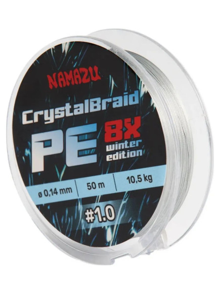 Шнур плетеный Namazu CrystalBraid PE 8Х, #1.5, L-50 м, d-0,20 мм, test-17,5 кг, серый Шнур плетеный Namazu CrystalBraid PE 8Х, #1.5, L-50 м, d-0,20 мм, test-17,5 кг, серый