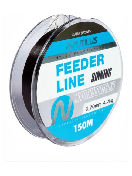 Леска фидерная Nautilus Feeder sinking 0,18мм.,3,5кг, 150м.dark brown