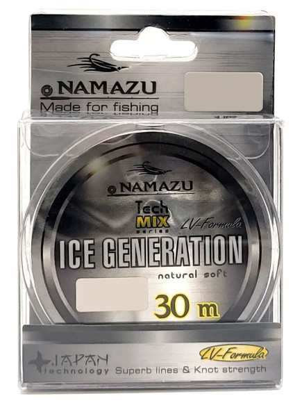 Леска Namazu "Ice Generation", L-30 м, d-0,30 мм, test-7,01 кг, прозрачная/10/ Леска Namazu "Ice Generation", L-30 м, d-0,30 мм, test-7,01 кг, прозрачная/10/