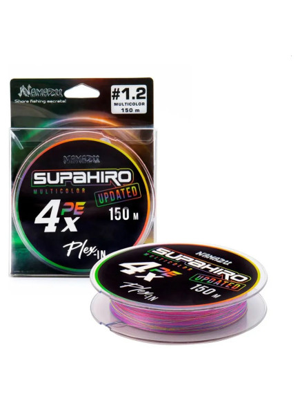 Шнур плетеный Namazu "Supahiro" 4Х, L-150 м, d-0,18 мм, test-10 кг, мультиколор/250/